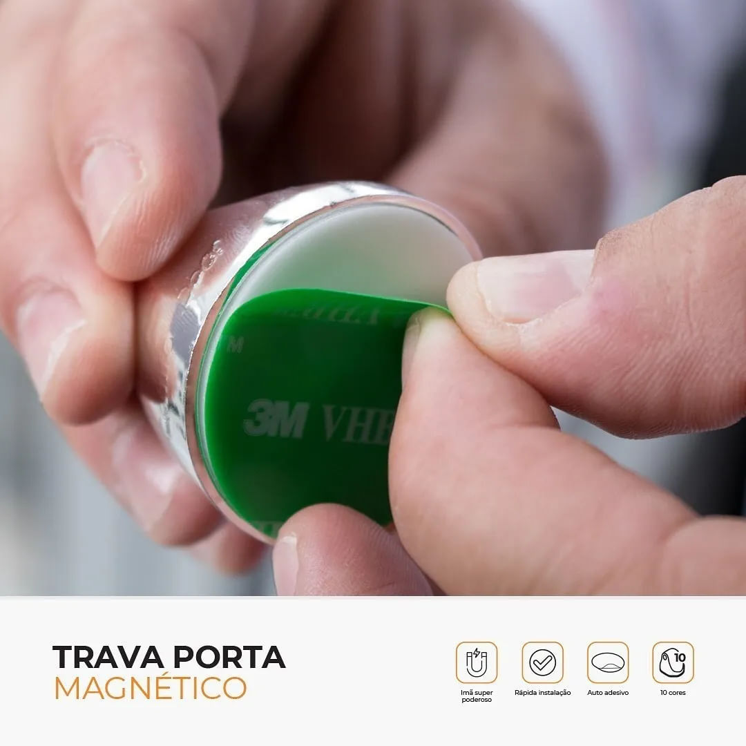 Prendedor Fixador Trava Porta Magnetico Adesivo Comfort Door Prata