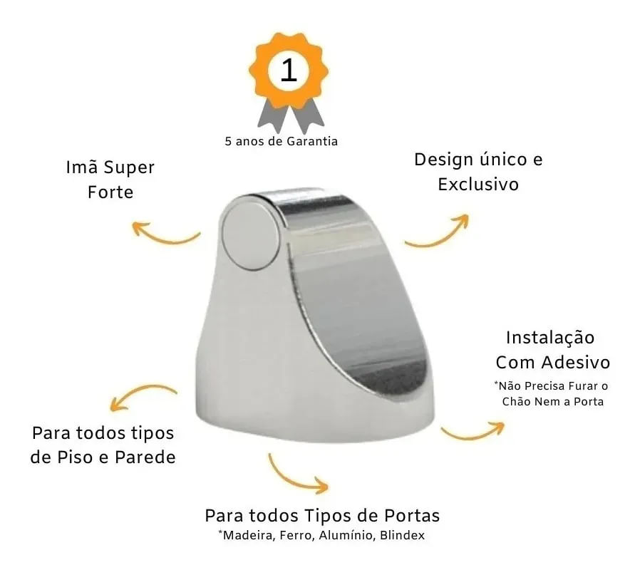 Prendedor Fixador Trava Porta Magnetico Adesivo Comfort Door Prata