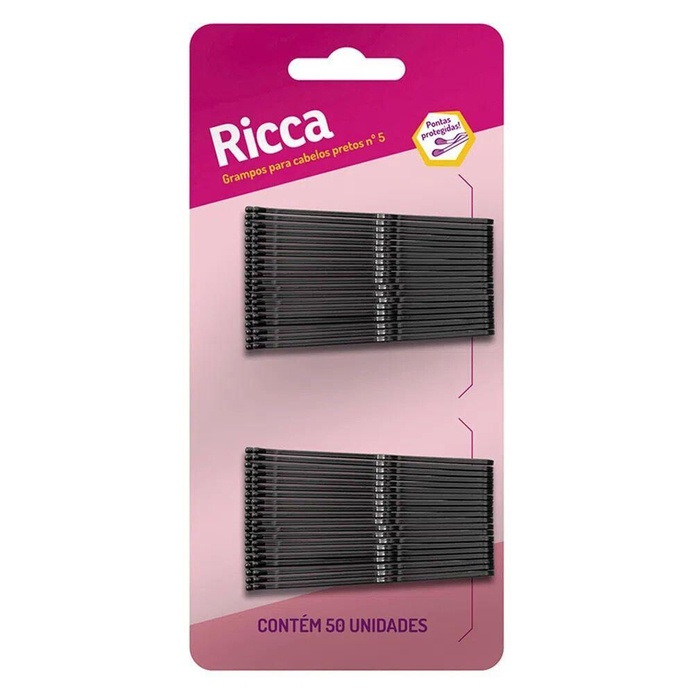 Grampo Para Cabelo Preto Nº 5 Com 50 Unidades Ricca