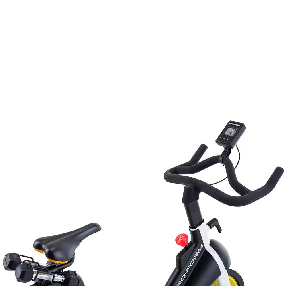 Bicicleta Spinning Tour de France CLC PFEX73920 com 2 Halteres 3kg Assento Ergonomico ProForm Preto Branco e Amarelo