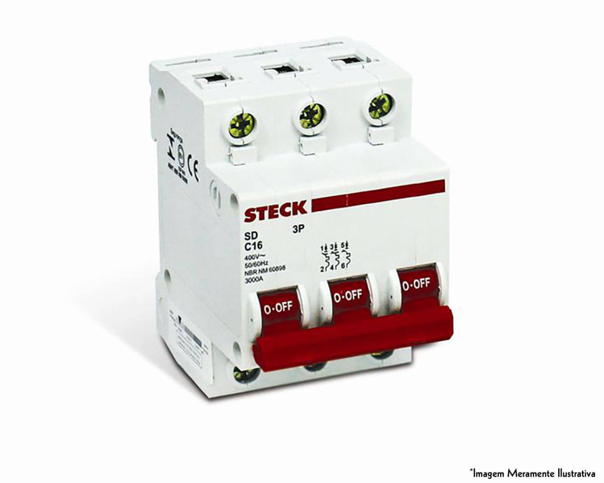 Disjuntor Steck Tripol Serie Sd63 C 100A Curva C 10Ka