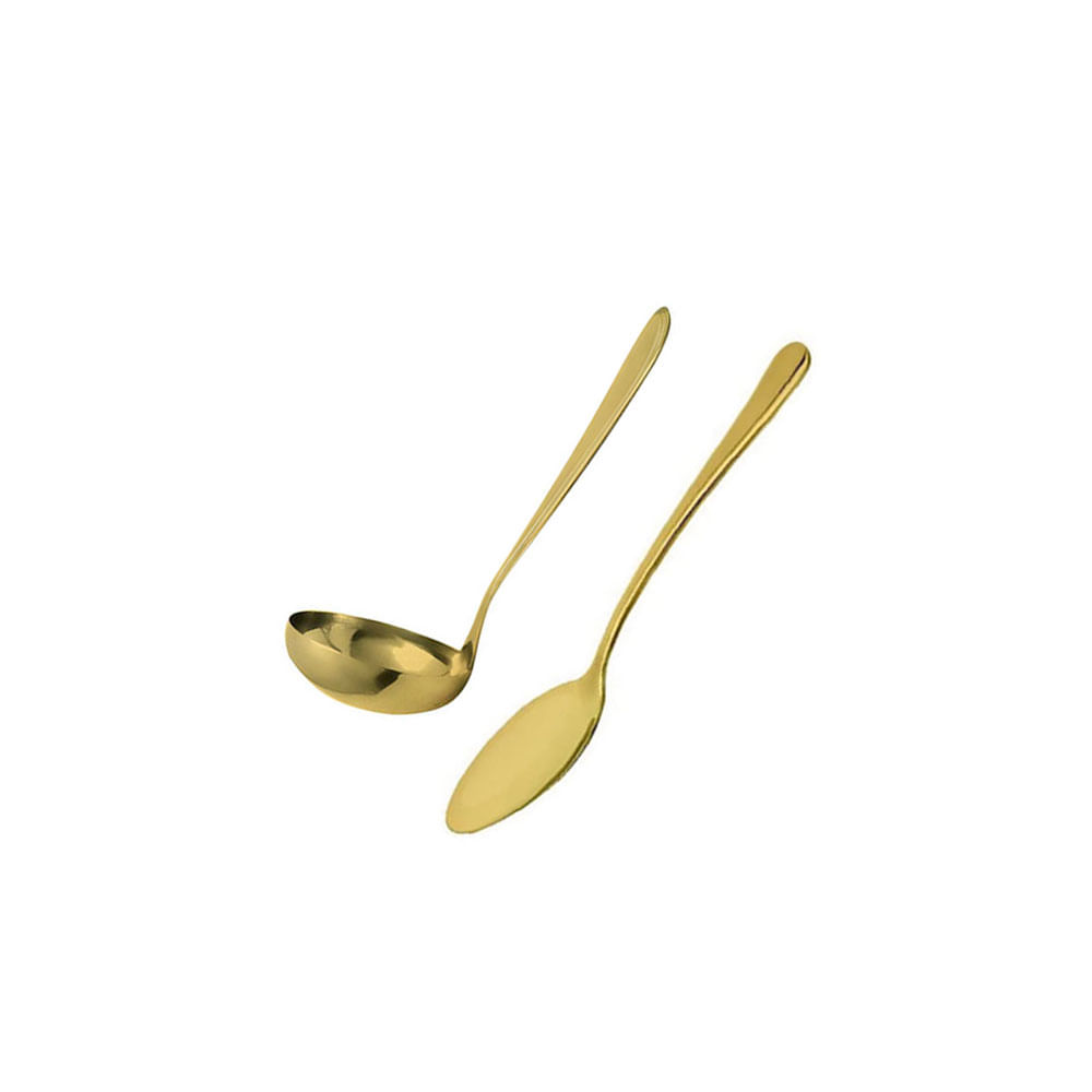 Concha e Colher Dourado Utensilios de Cozinha Talheres Inox