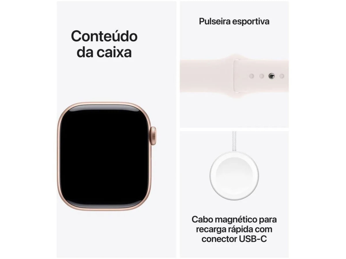 Apple Watch Series 10 (GPS 46 mm) Caixa Ouro Rosa em Alumínio com Pulseira Esportiva Blush Clara (Rose Gold)