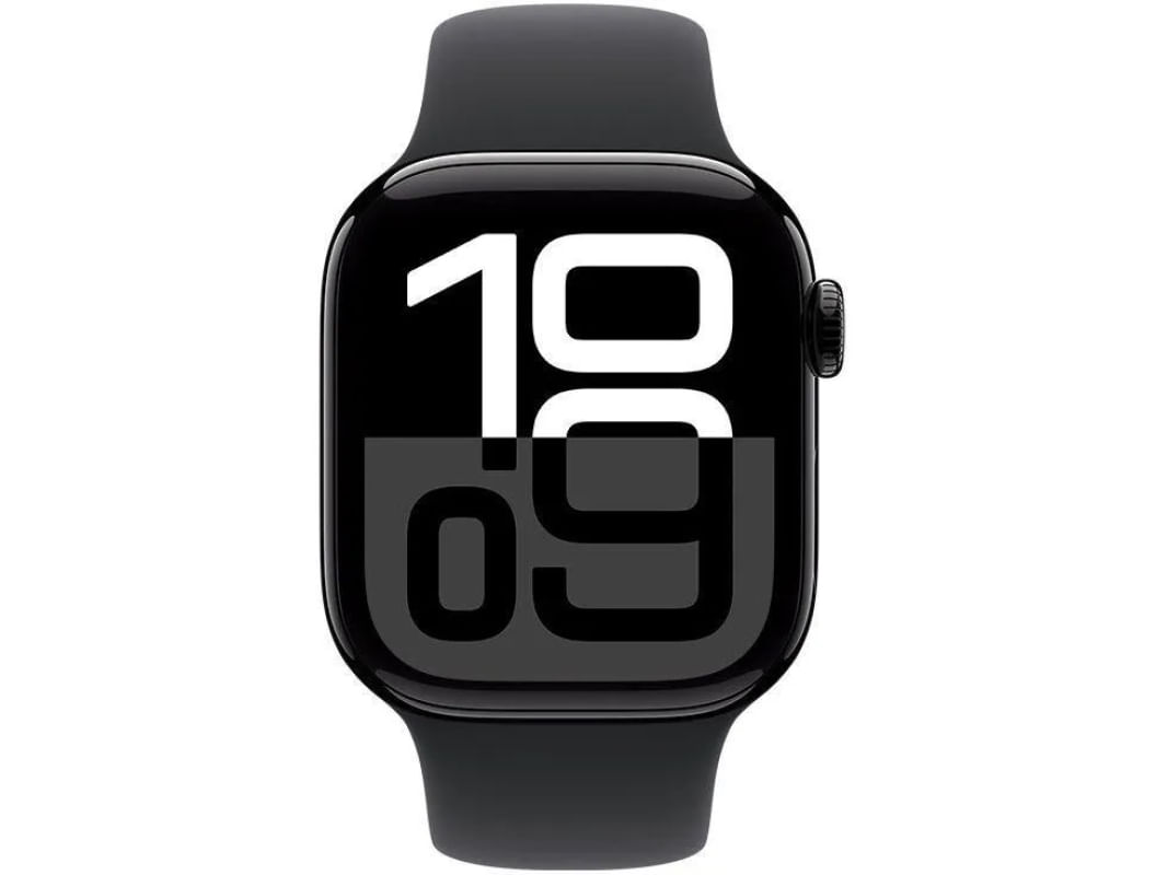 Apple Watch Series 10 (GPS 42 mm) Caixa Preto Brilhante em Alumínio com Pulseira Esportiva Preta (Jet Black)