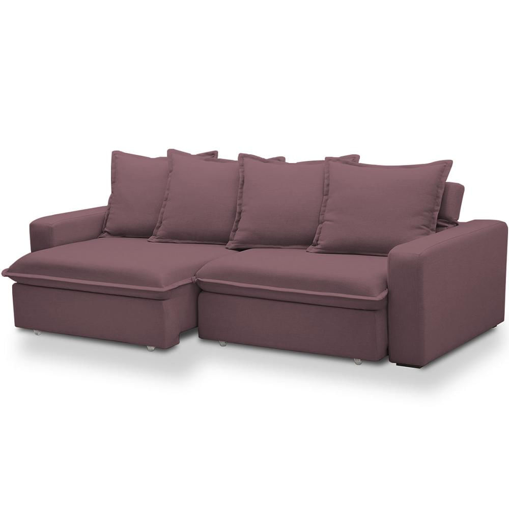 Sofá Retrátil Reclinável Para Sala de Estar Living 215cm Vêneto F04 Veludo Lilás - Lyam Decor