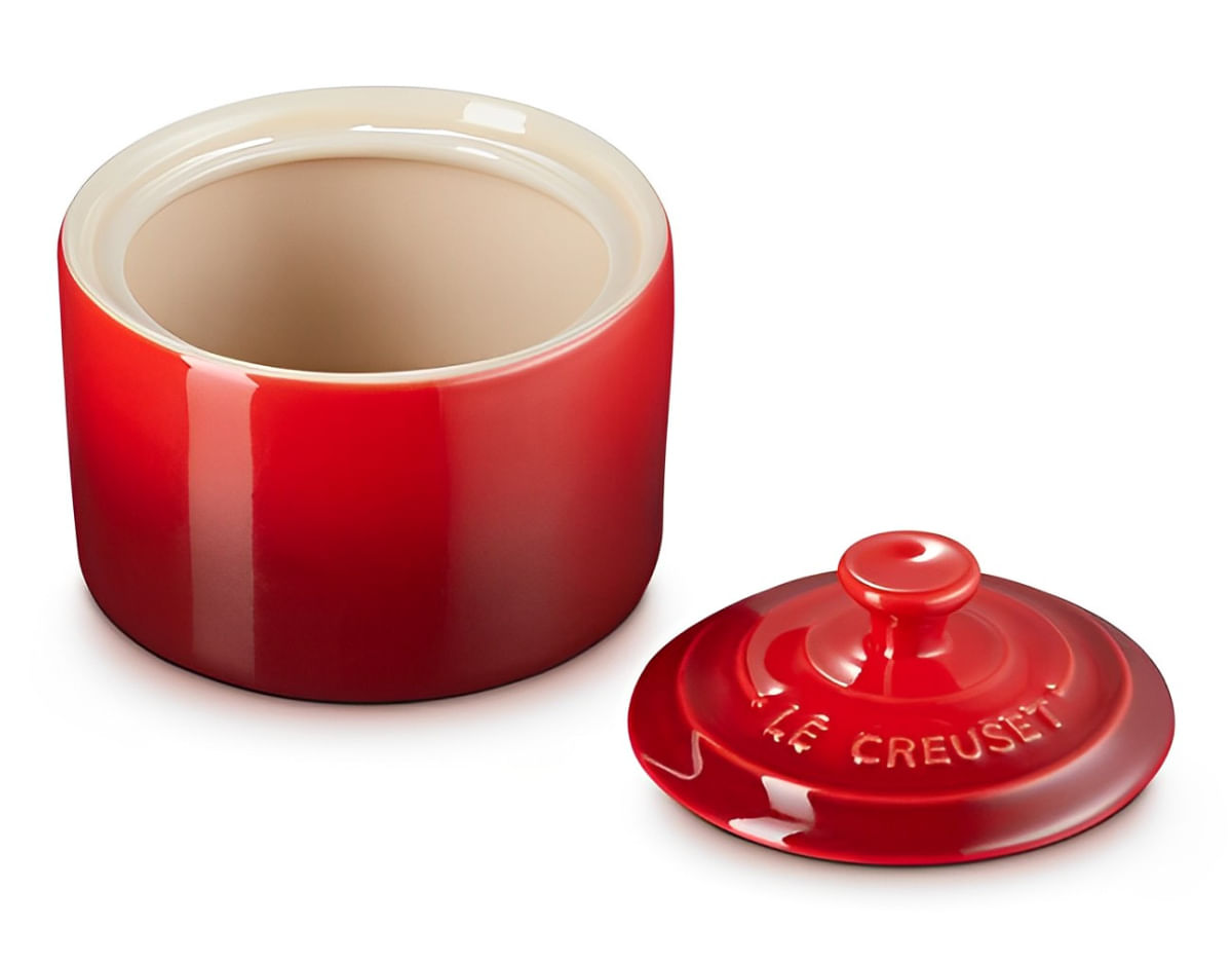 KIT LE CREUSET AÇUCAREIRO 2 CANECAS BISTRÔ 400ML E CHALEIRA DEMI 1,1L Vermelho