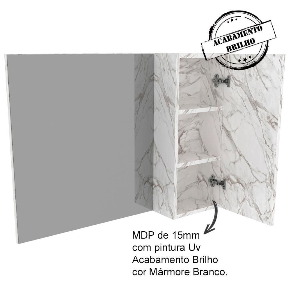 Conjunto Para Banheiro Gabinete Bn3607x02 Marmore Branco