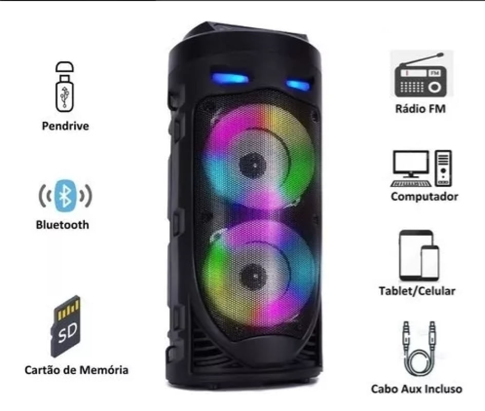 Caixa De Som Grasep D-s30 Bluetooth Usb Fm Microfone Potente