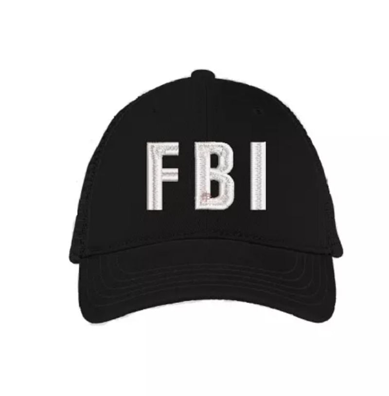 Boné FBI C/ Bordado Branco Festas Preto