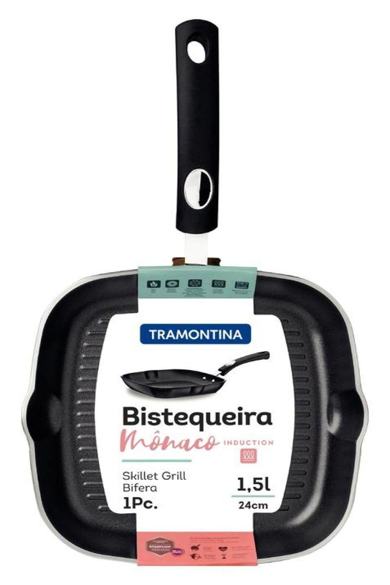 Bistequeira Alum 24 cm Monaco Indução Preto Tramontina