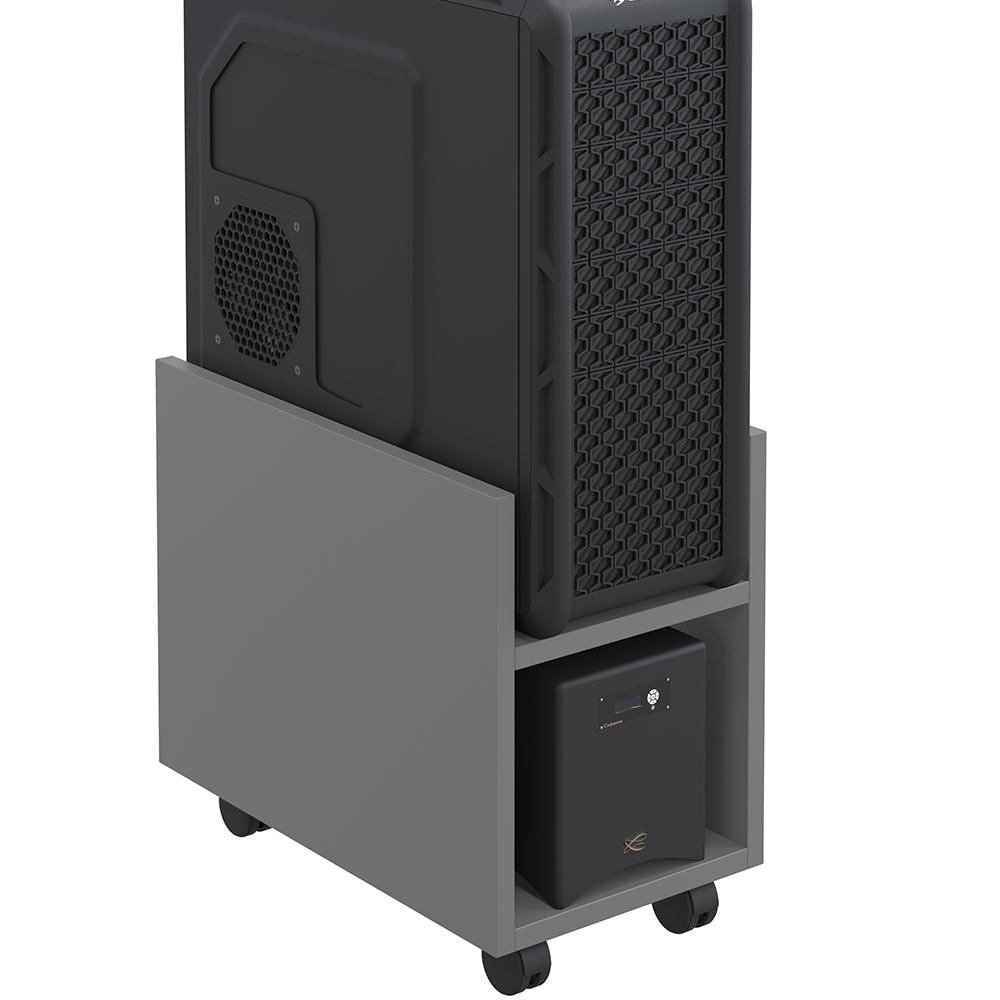 Kit 04 Suportes Para Cpu E Nobreak Com Rodízios Guide L03 Cinza - Lyam