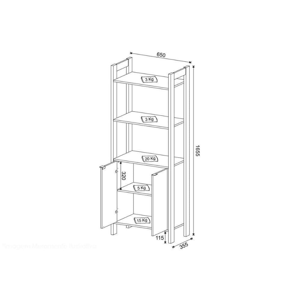 Closet De Quarto Az1009 Armário Alto C/ 2 Prateleiras E 2 Portas Branco/nogal - Tecno Mobili