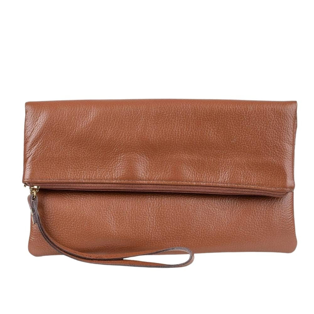 Clutch de couro liso Nikki Preto