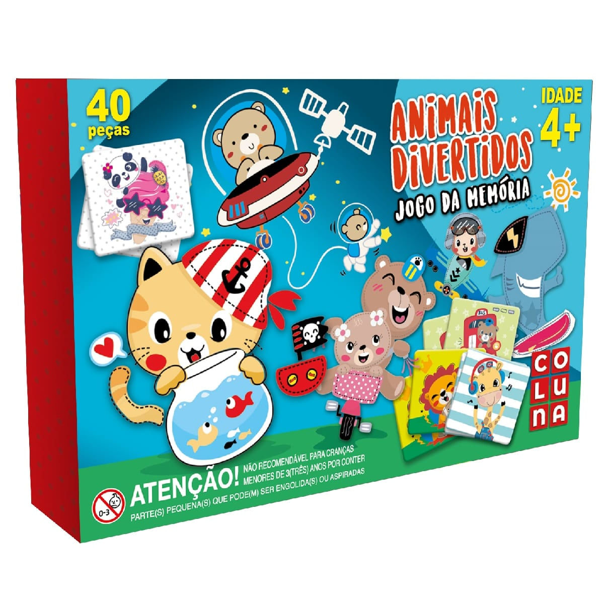 Jogo Educativo Memória Animais Divertidos 40 Peças Pais e Filhos 2203