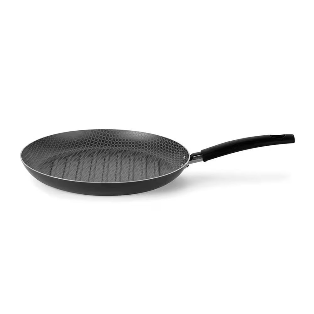 Bistequeira Canelada Multiflon Gourmet Antiaderente 28cm Preto