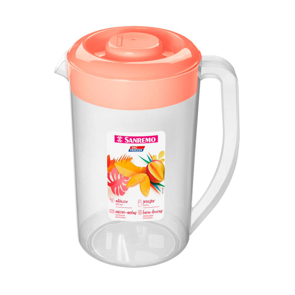 Jarra Plástica para Água Oval  Vac Freezer Rosa 3800ml - Sanremo