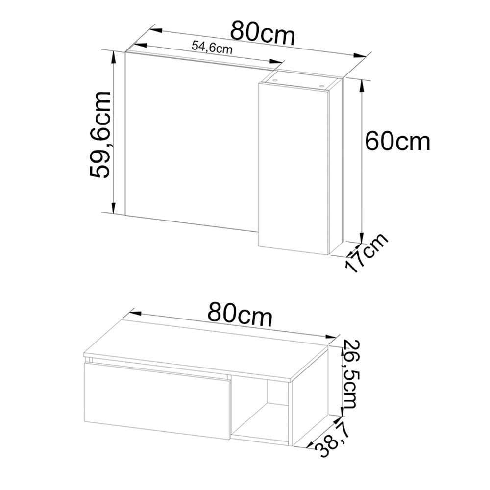 Conjunto Para Banheiro Gabinete Bn3601x02 Amendoa