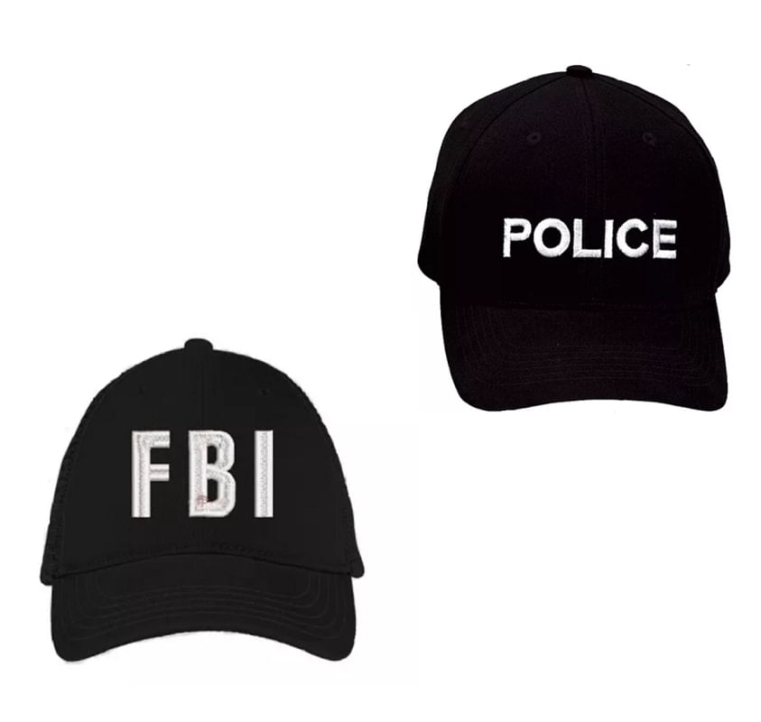 Boné Police Ou FBI C/ Bordado Branco Festas Police