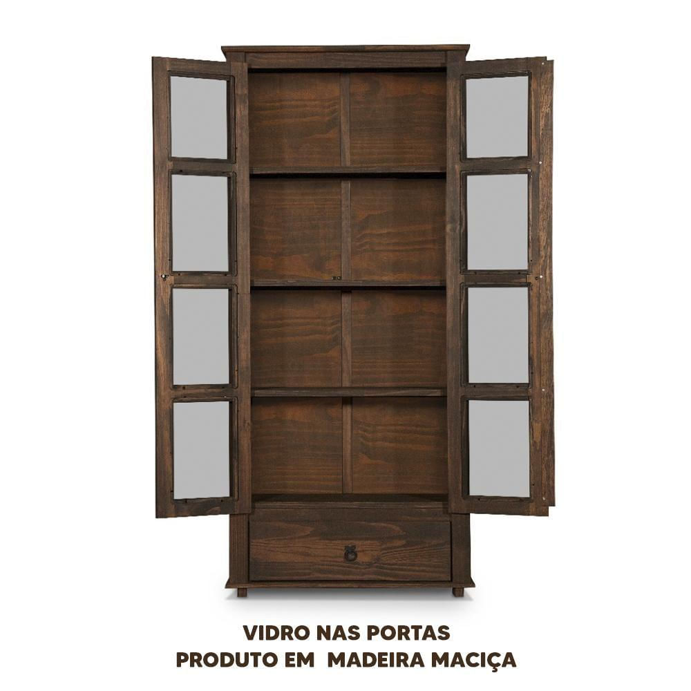 Cristaleira Antiga Vidro Nas Portas Madeira Maciça 1 Gaveta Imbuia Gemma Shop Jm