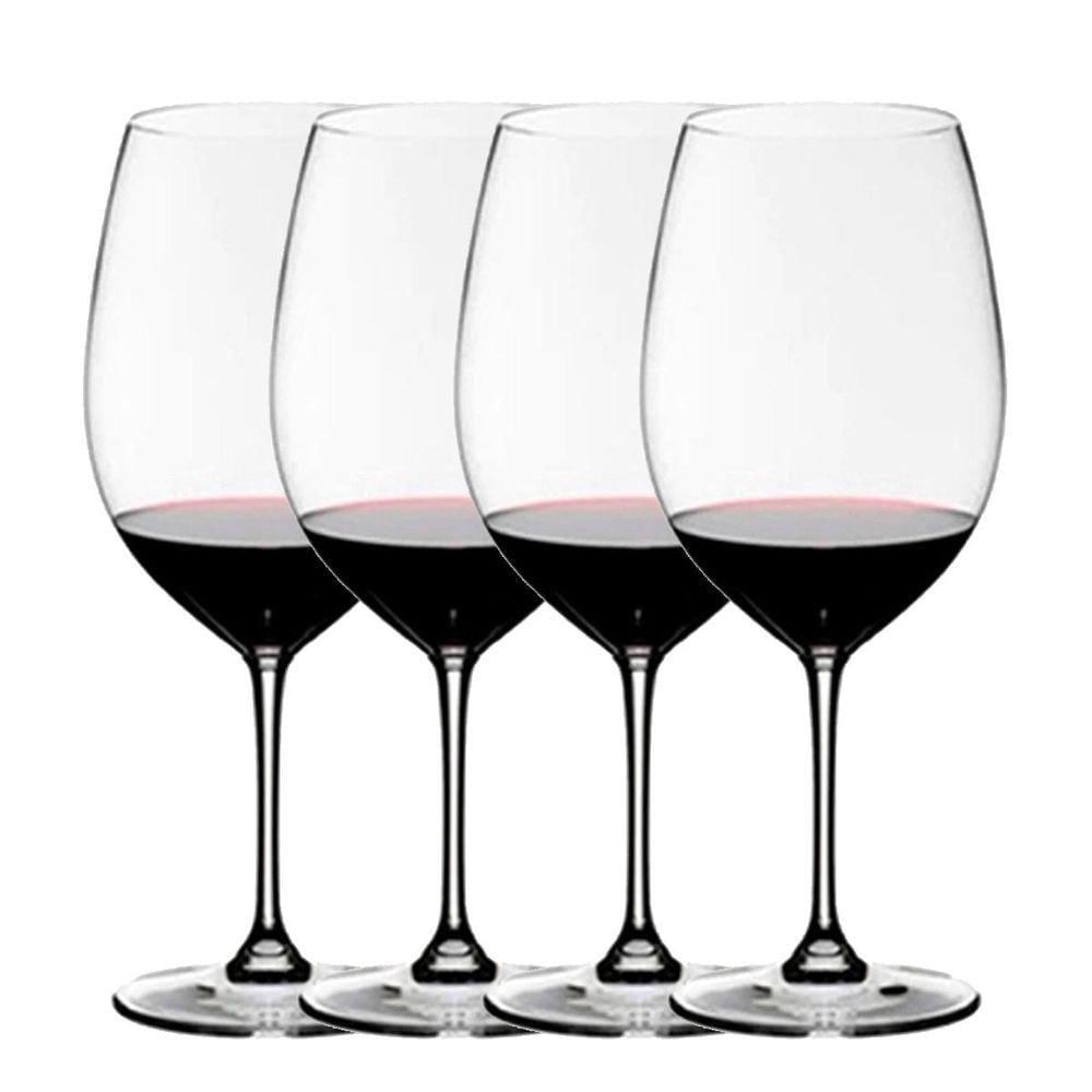 Conjunto 4 Taças Cristal Borda Fino Vinhos Encorpados Riedel