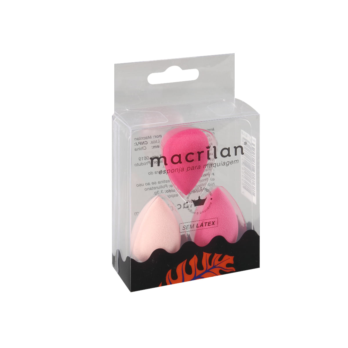 Macrilan Kit 3 Mini Esponjas Maquiagem EJ1-31