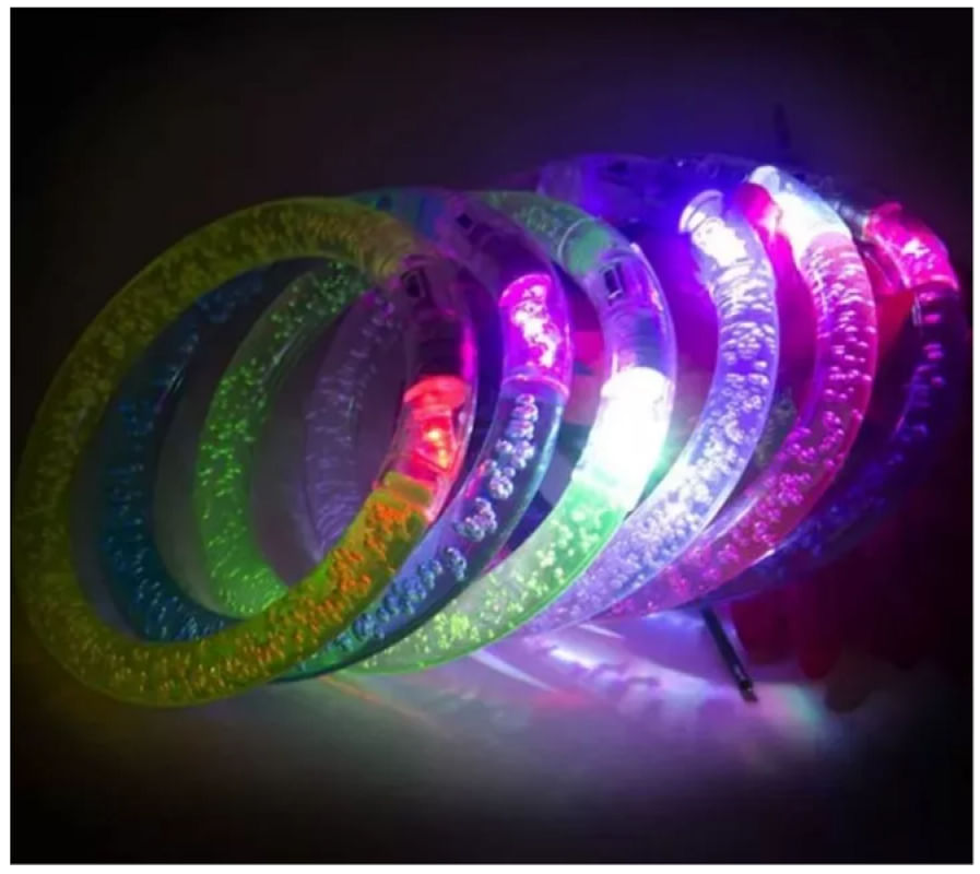 Pulseira Bracelete Led Pisca C/5 Unidades Cores Sortidas