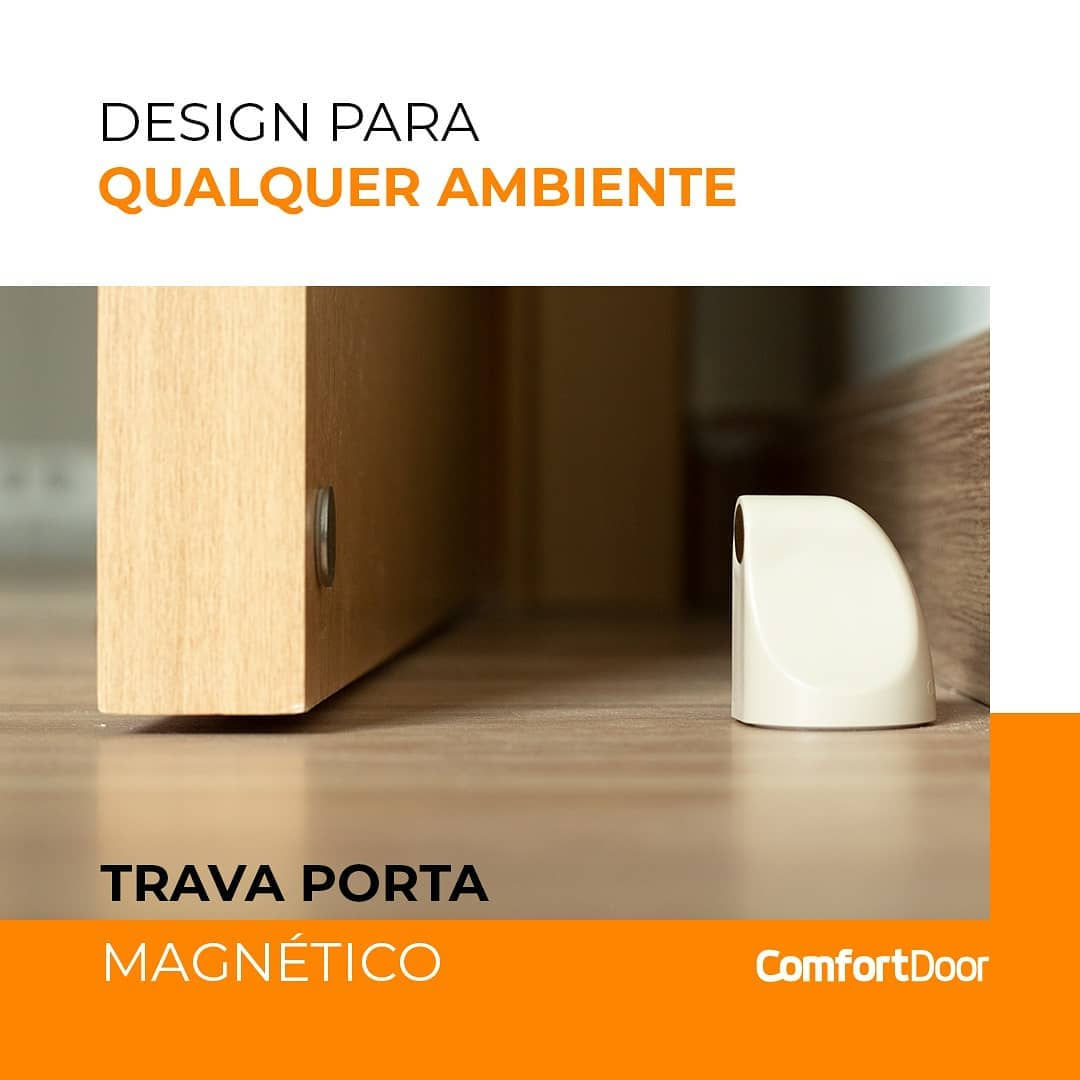 Prendedor Fixador Trava Porta Magnetico Adesivo Comfort Door Branco