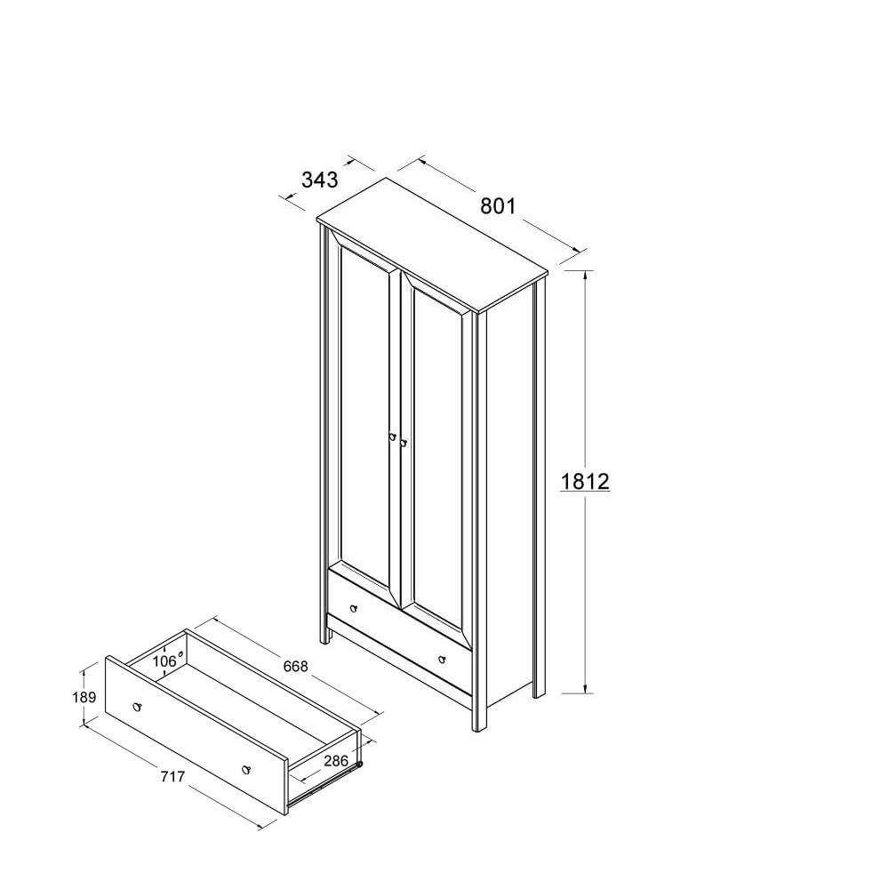 Cristaleira c iluminação 2 Portas 1 Gaveta Ditália E-954 Branco