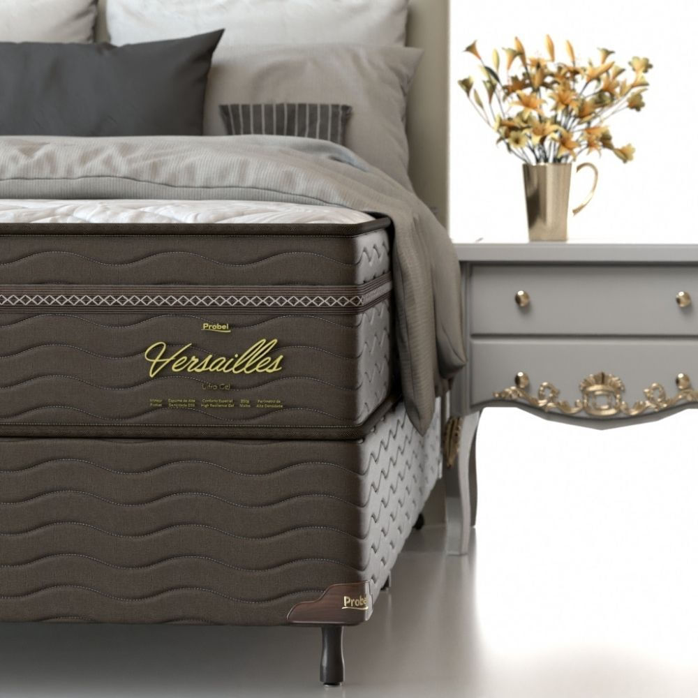 Conjunto Box Casal Mola Ensacada Probel Versailles Ultra Gel (138x188x56cm)