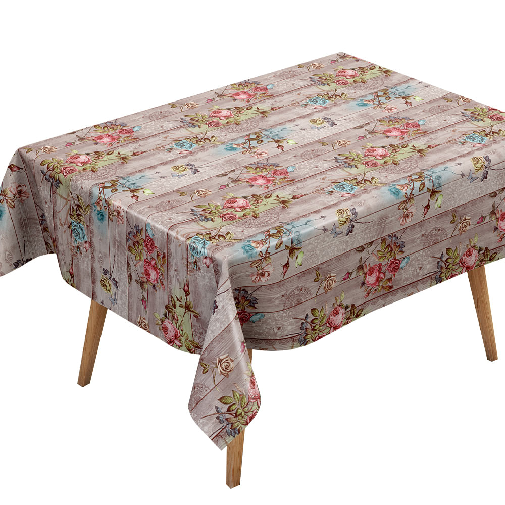 Toalha De Mesa Térmica Pvc Poética Flores 1,40 X 3,00