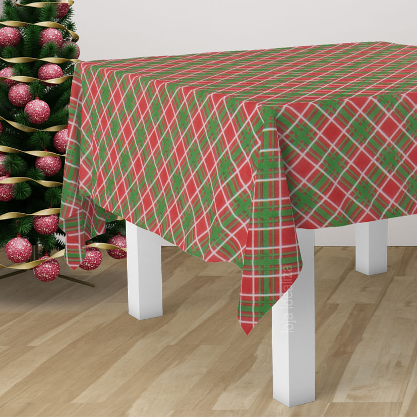 1 Toalha Mesa TNT Festa Feliz Natal Xadrez Natalino 140x140