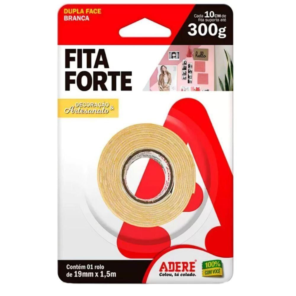 Fita Dupla Face Branca Forte 300g 19x1,5m Adere