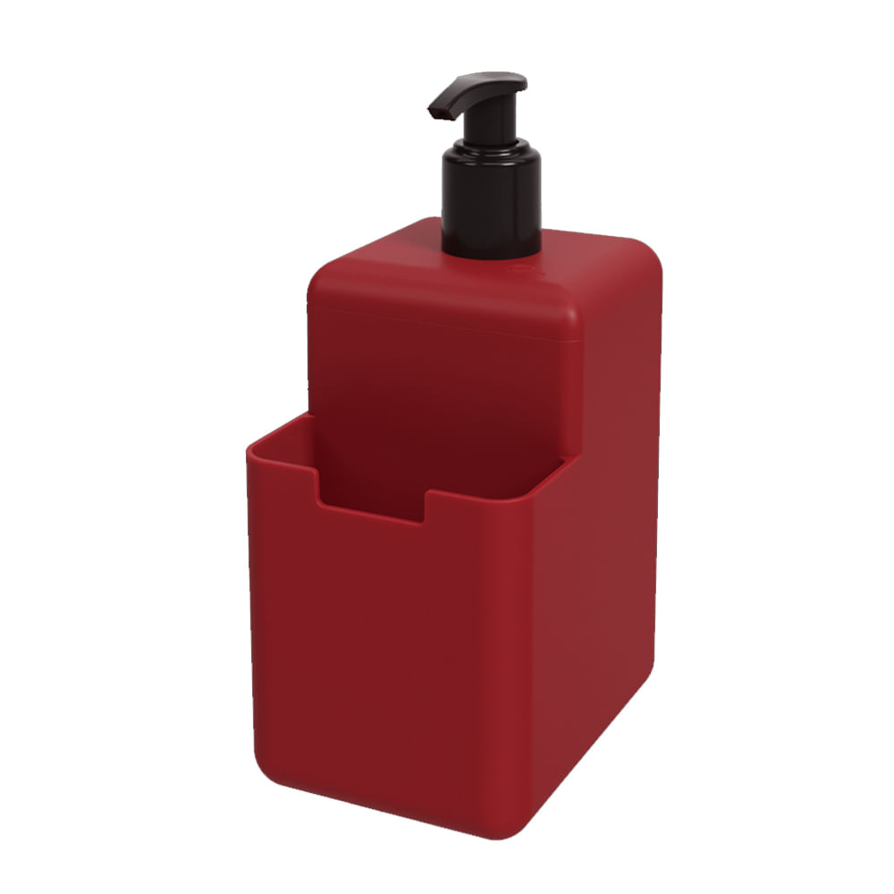 Dispenser Single para Detergente e Esponja 500ml Coza Vermelho