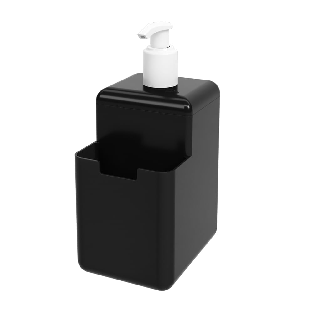 Dispenser Single para Detergente e Esponja 500ml Coza Preto