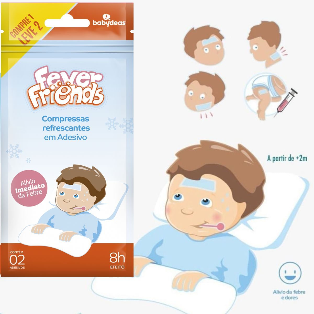 3X FEVER FRIENDS - COMPRESSAS INFANTIS 2 EM 1 - BABYDEAS