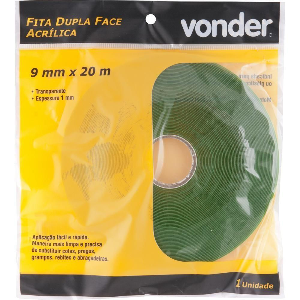 Fita Dupla Face Acrílica 9Mmx20M Incolor - Vonder