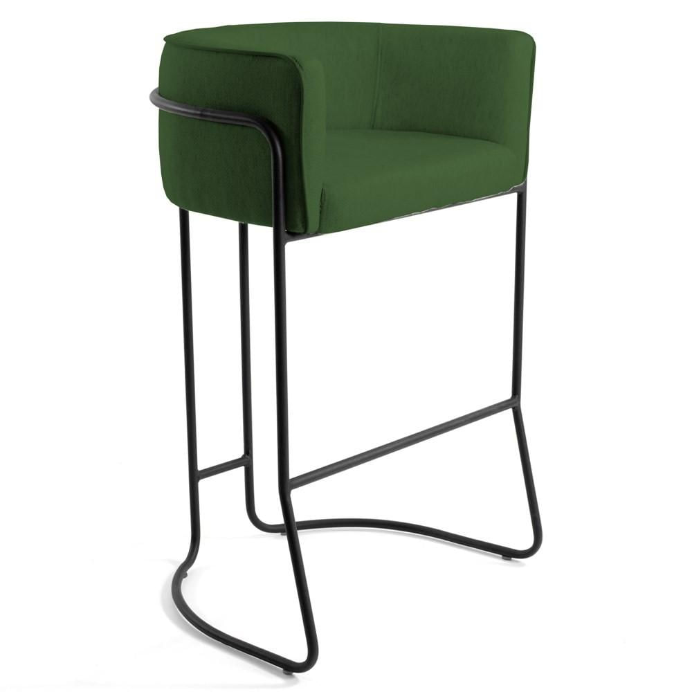 Banqueta Decorativa Base Aço Preto Betina A-89 Corano Verde - Domi