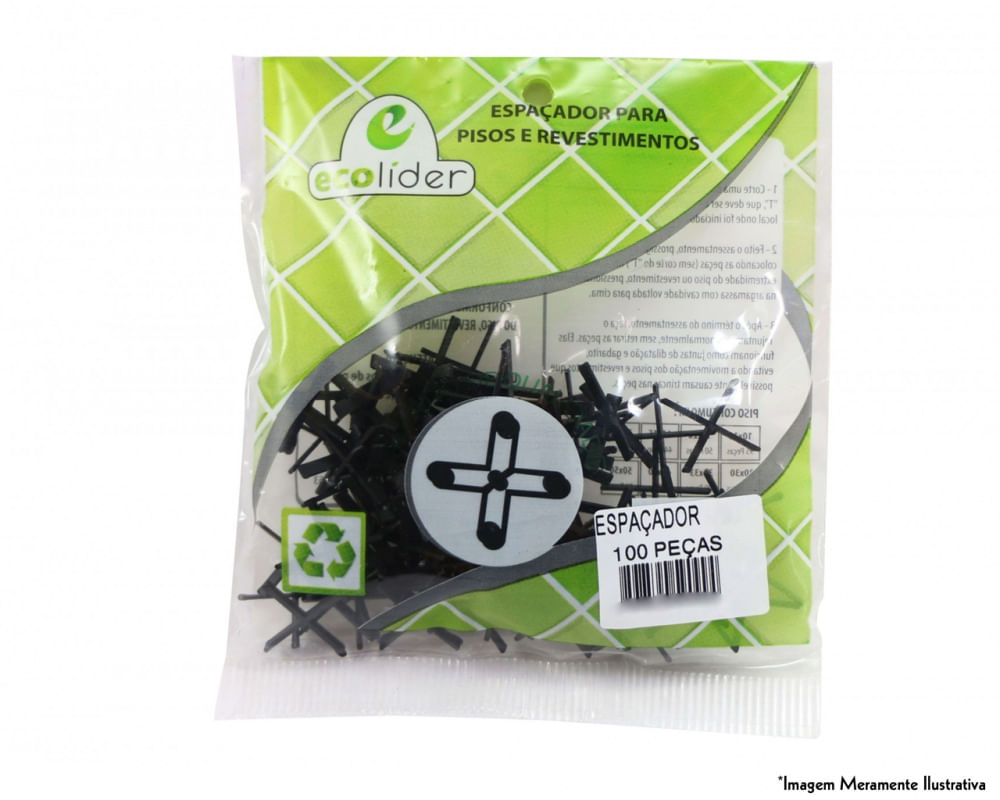 Espacador Piso/Azul Ecolider Preto 3Mm 100Pcs c/10pcs