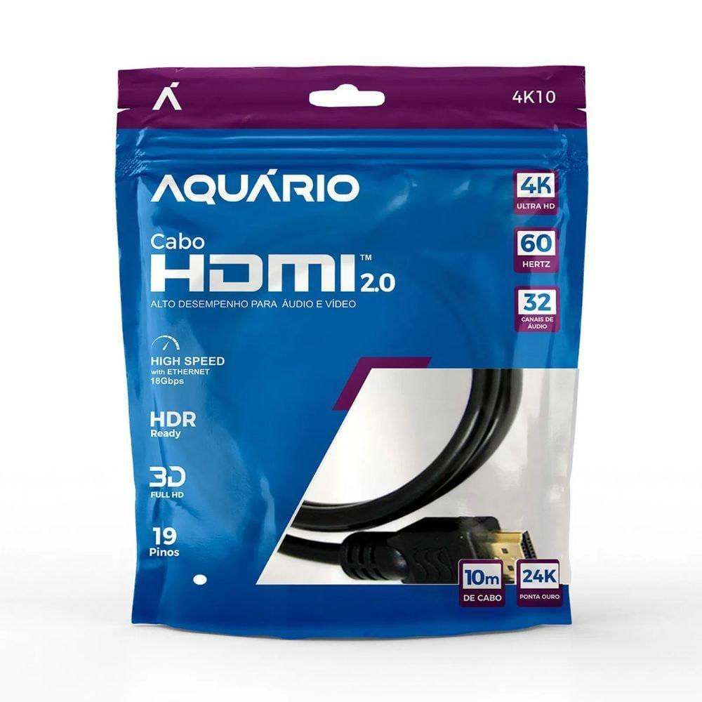 Cabo Hdmi Aquario 2.0 4k 3d 19 Pinos 10 Metros - 4k10