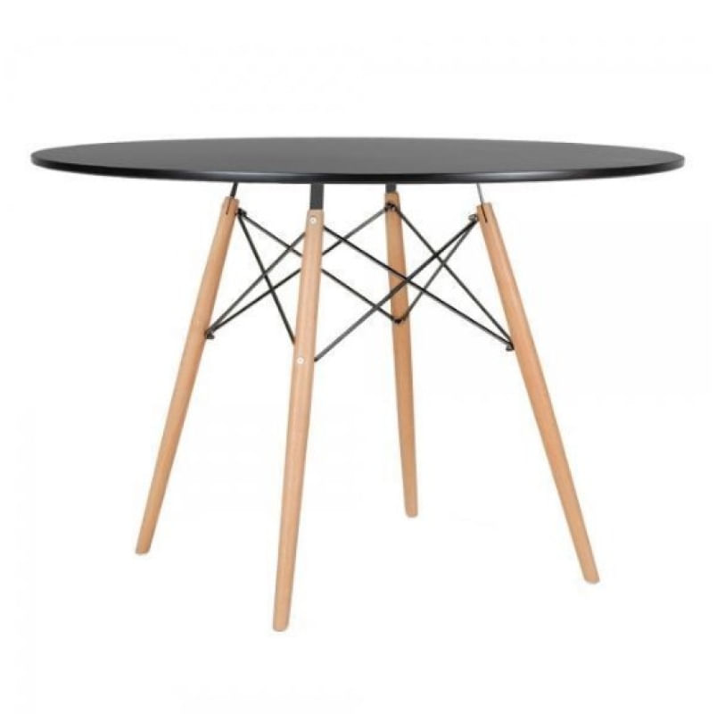 Mesa Redonda Eames Eiffel Wood 80cm - Preta