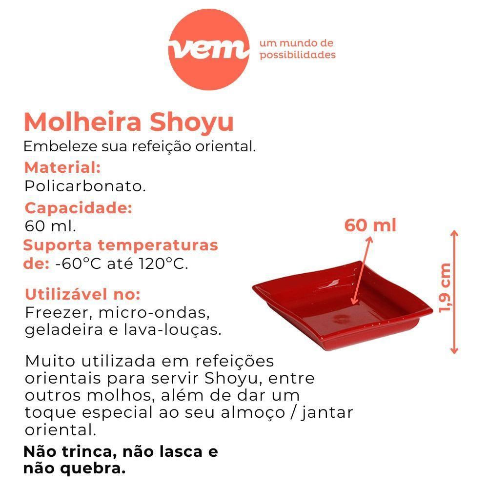 Molheira Shoyu Quadrada 60ml Preta Em Policarbonato Linha Profissional Cook Vem