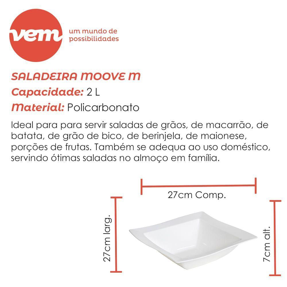 Saladeira Moove Quadrada 2l Branca Em Policarbonato Linha Profissional Cook Vem