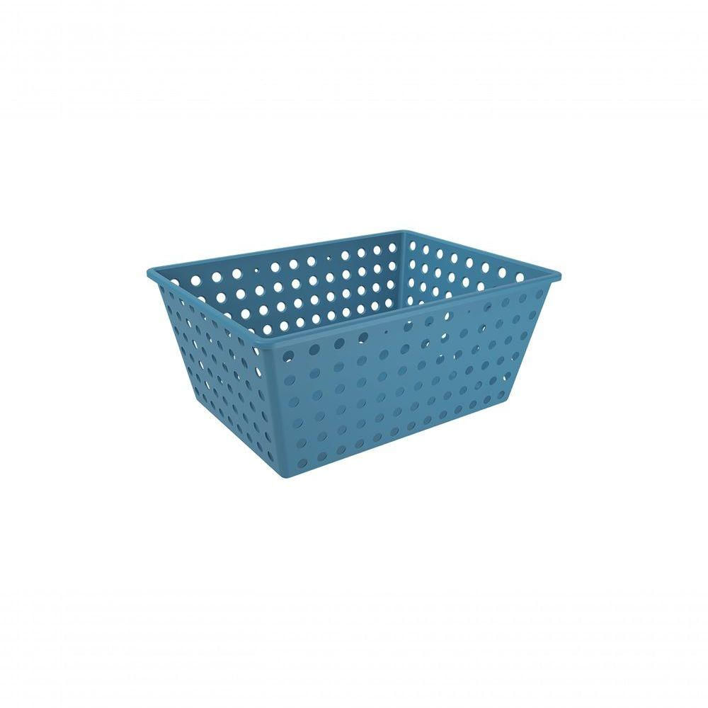 Cesta Maxi Organizadora 13,5 L Retangular Plástico Azul Atlantic Linha Flora Ocean Coza Azul Atlanti