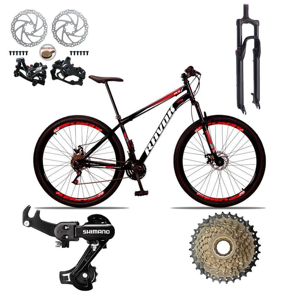 Bicicleta Mountain Bike 21 Velocidades Aço Suspensão Shimano Azul e Rosa