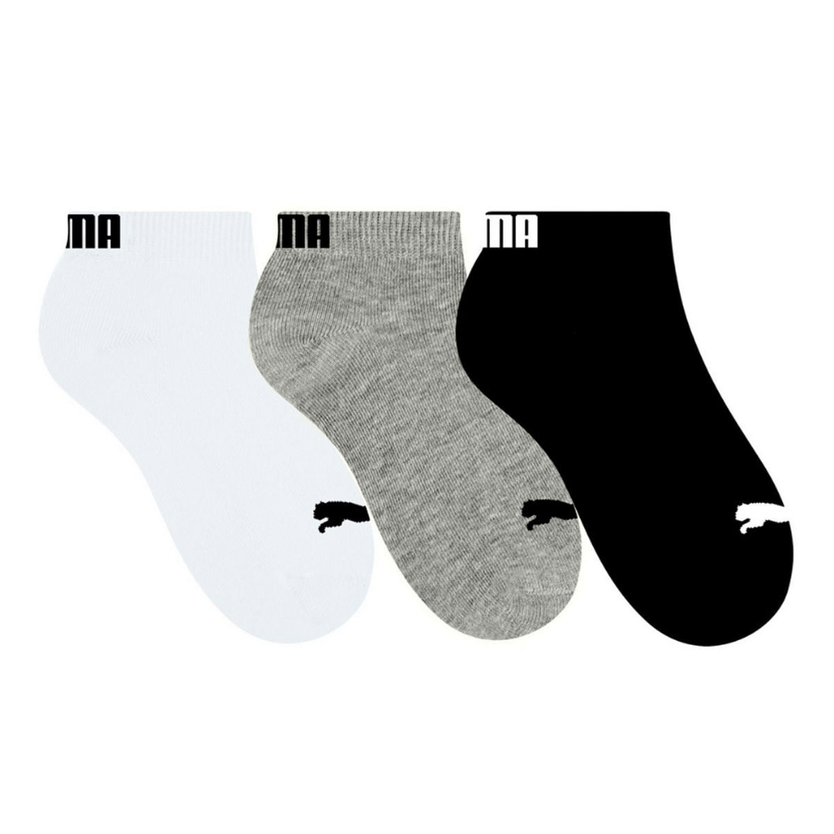 Kit 3 Pares de Meia Puma Sapatilha Invisível Infantil - Branco, Preto e Mescla