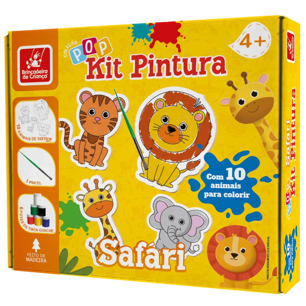 Kit Pintura Safári Pop com 10 Telas 5496 Brincadeira De Criança