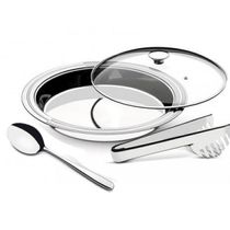 Kit para Servir Tramontina Ciclo Redondo em Aço Inox com Tampa de Vidro 3 Peças