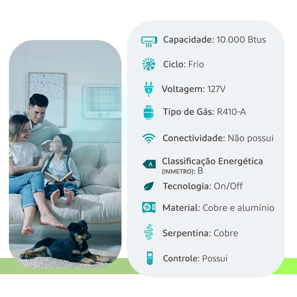 Ar Condicionado Janela Eletronico Springer Midea 10000 Btus Frio 127V Monofásico QCK108RB