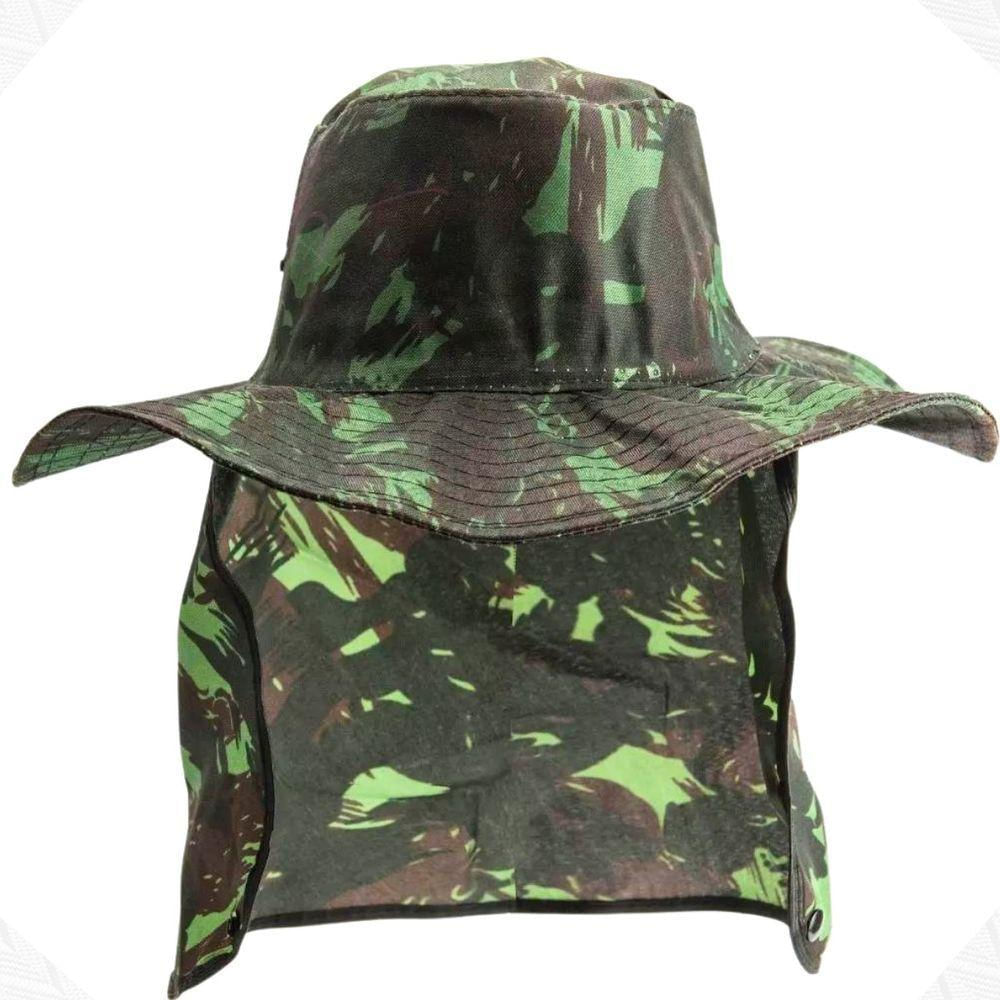 Kit 10 Chapéus Australianos Camuflados Pescador Pesca Sol Proteção Nuca Pescoço
