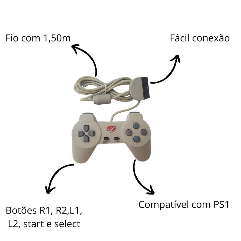 Controle Joystick Compatível Com Playstation 1 Ps1 Com Fio